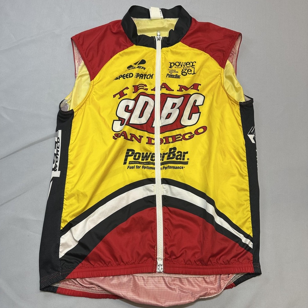 Vintage Voler Cycling Vest Mens Large Yellow SDBC San Diego Bike Club USA